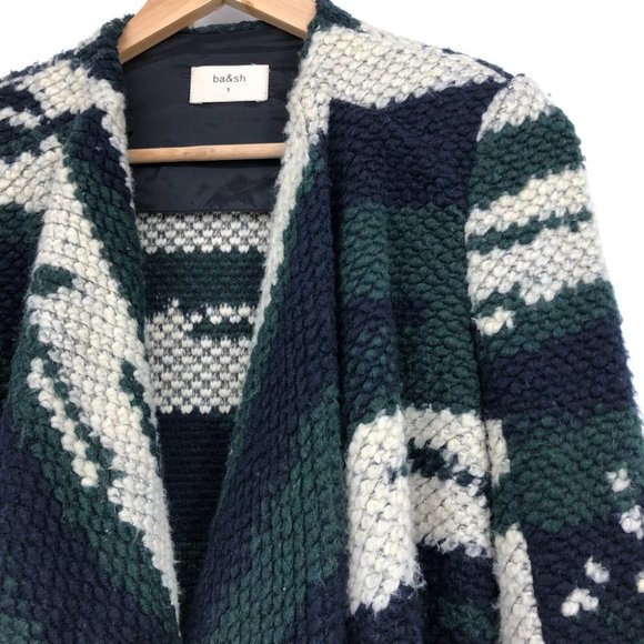 BA&SH Iris chunky waterfall knit open jacket / cardigan green blue multi - Picture 11 of 16